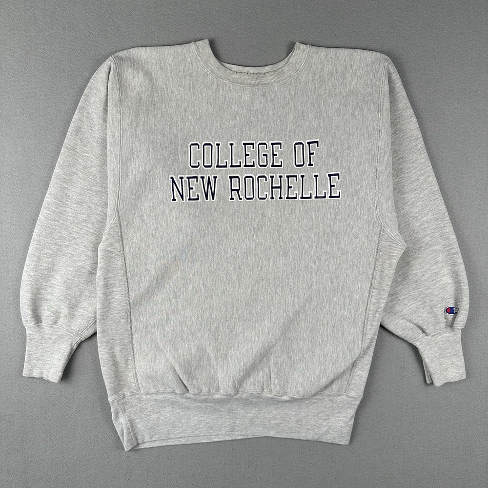 Vtg 90s Champion Reverse Weave Sweatshirt Men's XL Gray College Of New Rochelle